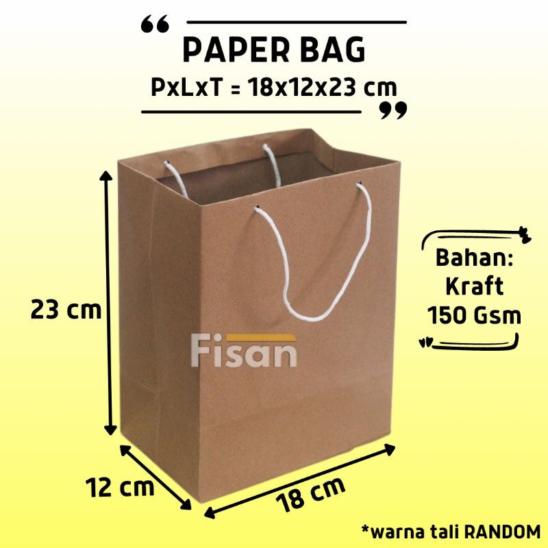 

Paper Bag Paperbag Tas Kertas Samson Kraft Coklat Souvenir Sovenir Suvenir Goodie Bag 18x12x23 cm