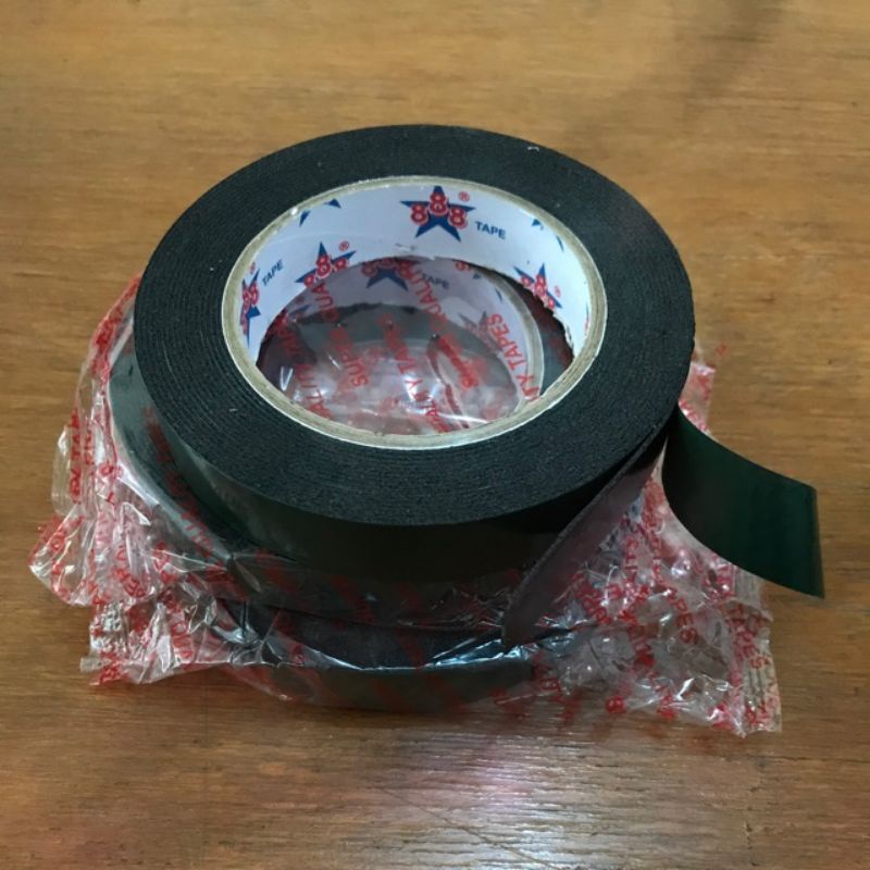 Double Tape Busa 24mm*8Yard Isolasi Double Tape Foam Hijau Batik