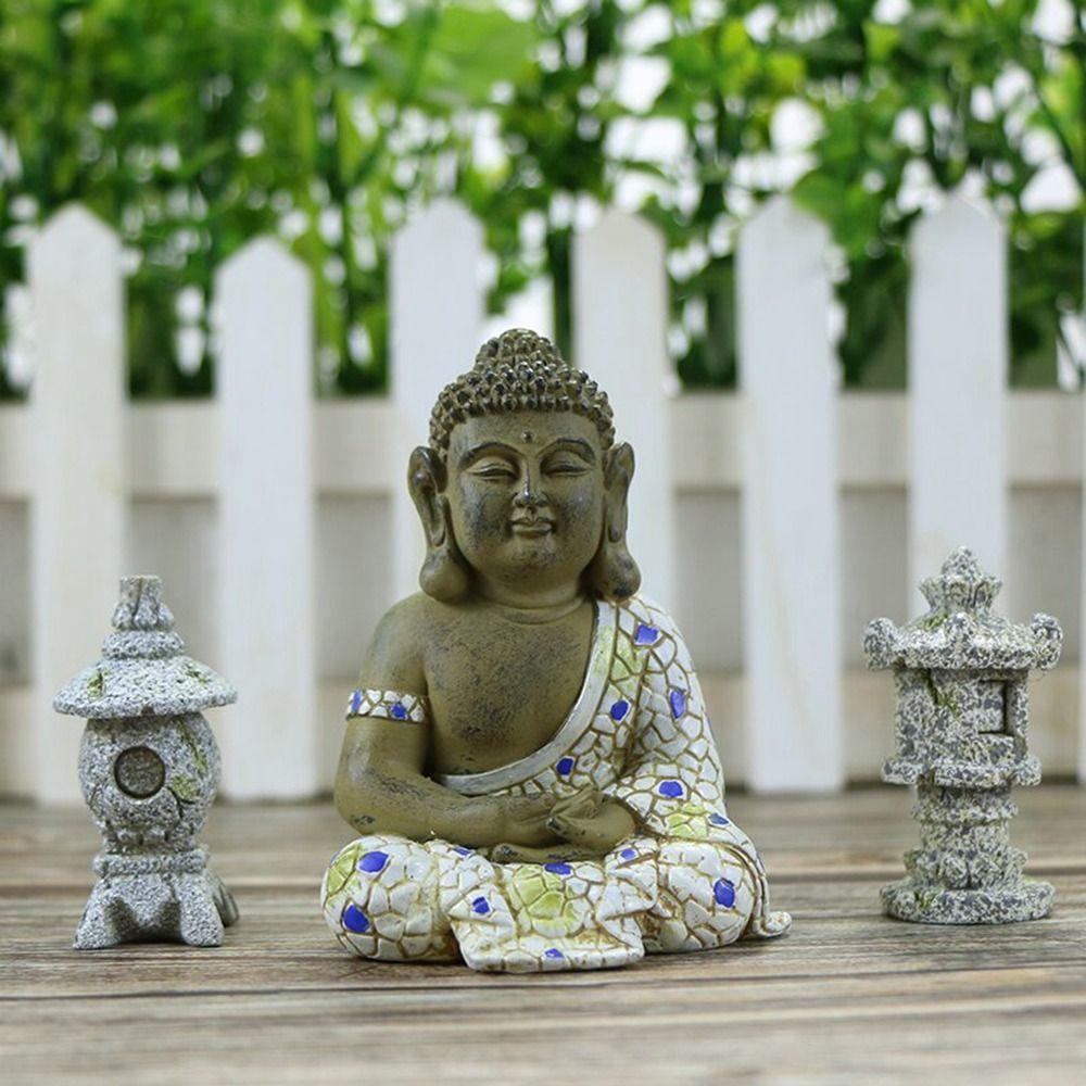 Ornamen Buddha Agustina Tidur Buddha Doa Damai Serbaguna Pemandangan Kecil Menara Batu Dekorasi Luar Ruangan Bonsai Balkon Ornamen Taman