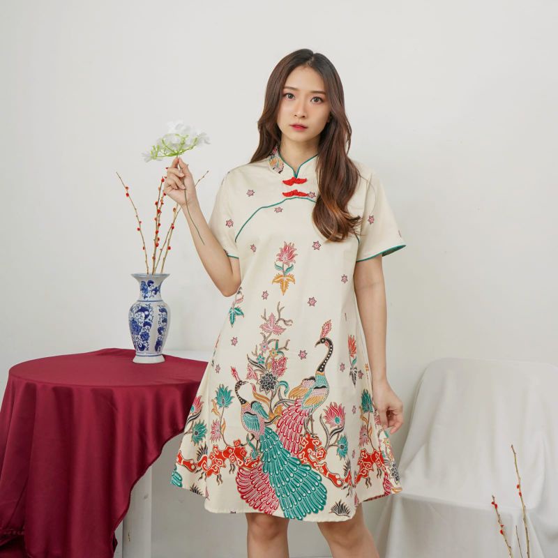 dress cheongsam wanita/cheongsam jumbo/baju imlek/dress imlek