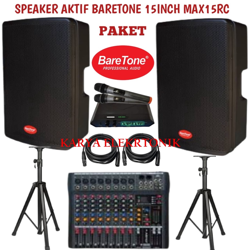 Paket sound sistem baretone max15rc max 15 rc plus mixer Ashly original plus packing kayu