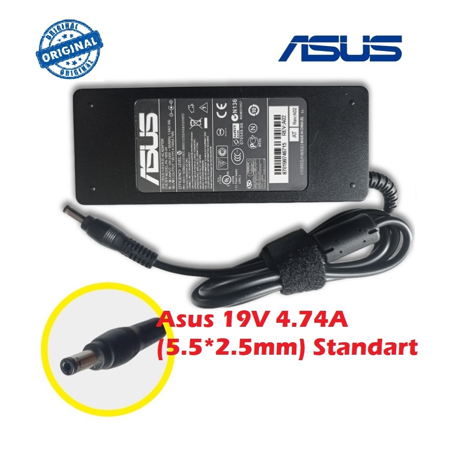 ORIGINAL ADAPTOR ASUS 19V 4.74A (5.5x2.5MM) X550 X550ZE X550D X450JF X550DP X450J A550 X550 X553 X555 X553M  A52 A52F A53E A53S A53SV A53U F450CC X555 X555Q X555QA X555QG X555B X555BA X555C X555D ORIGINAL