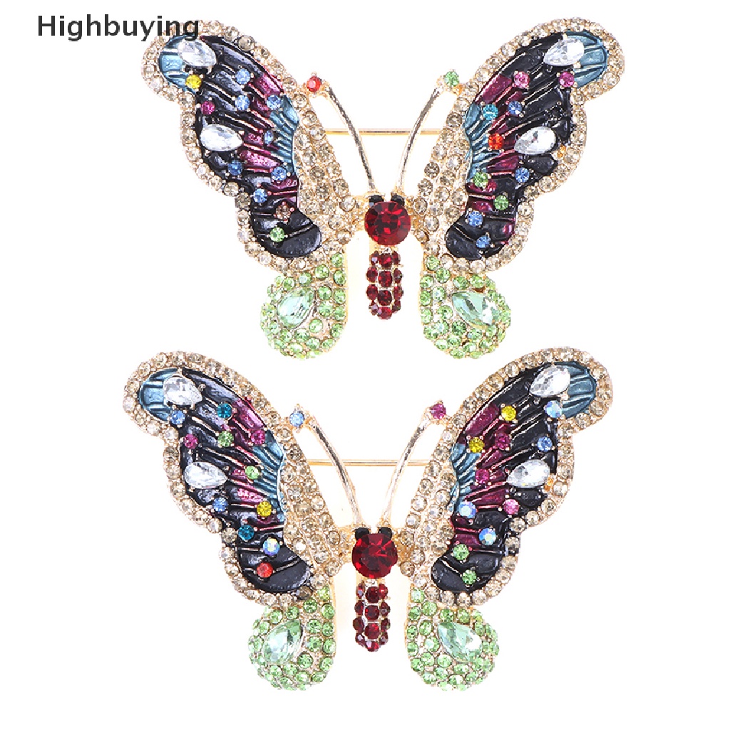 Hbid 1PC Elegan Pesona Kupu-Kupu Bros Wanita Berlian Imitasi Besar Butterfly Pins Glory