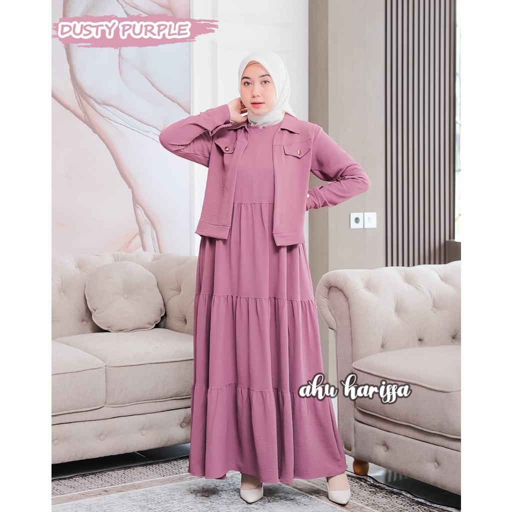 KANIFA AKU KARISSA DRESS MIX OUTER CROP TOP POLOS DAN MOTIF KEKINIAN GAMIS KASUAL REMAJA WANITA IBU IBU UPDATE MASA KINI