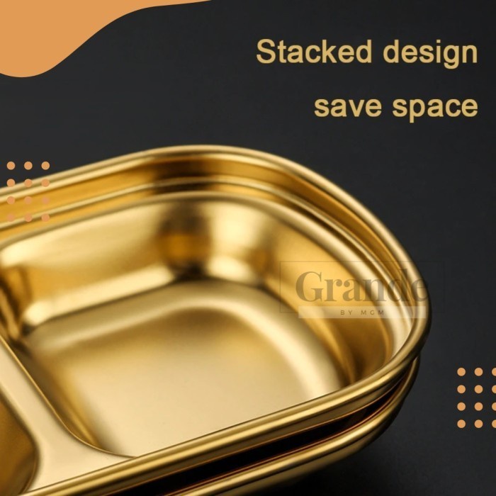 SEKAT 2 Tempat Saos Korea Stainless Gold Sauce Plate emas TEBAL