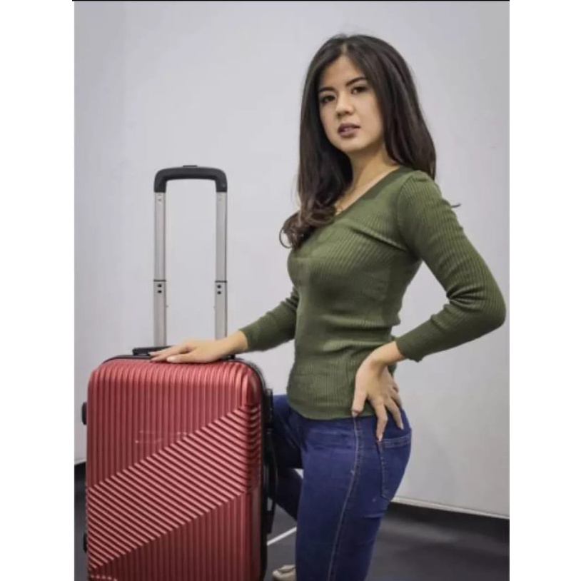 zenoot.id  Baju Atasan Wanita  Terbaru Sweater Cardigan Rajut Kerah V Neck Lengan Panjang