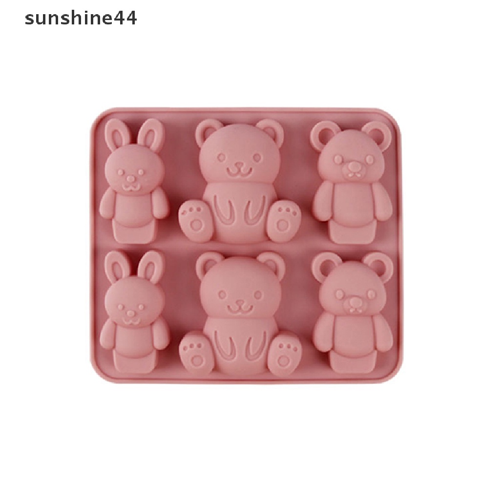 Sunshine 1Pc 6-rongga Cetakan Silikon Lucu Kartun Hewan Cetakan Kue DIY Membuat Alat.