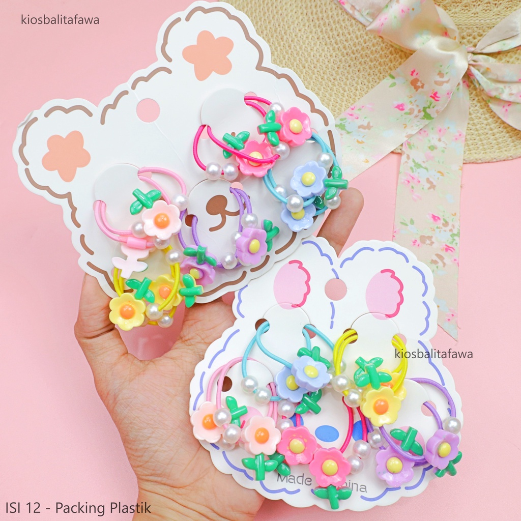 (ISI 10 - 12 PCS) Ikat Rambut Anak Clay / Kunciran Import Card Bear Resin Aksesoris Anak Perempuan Branded Kuncir Korea Style Kualitas Impor Babycinnamon