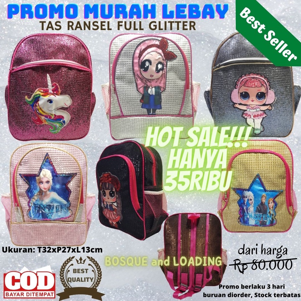 OBRALLL!!! Tas Anak Glitter Terbaru Full Glitter [baca deskripsi!!!] / Tas Gambar LOL Frozen Tas Ransel Tas Sekolah SD TK Paud / Tas Ngaji / Tas Travel Pergi CAHAYA BUNDA SHOP