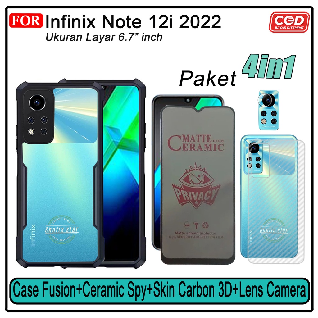 Promo 4in1 Case Infinix Note 12i 2022 Hot 20i 2022 Hot 20s  Soft case Fusion Shockproof Transparan Protect Casing