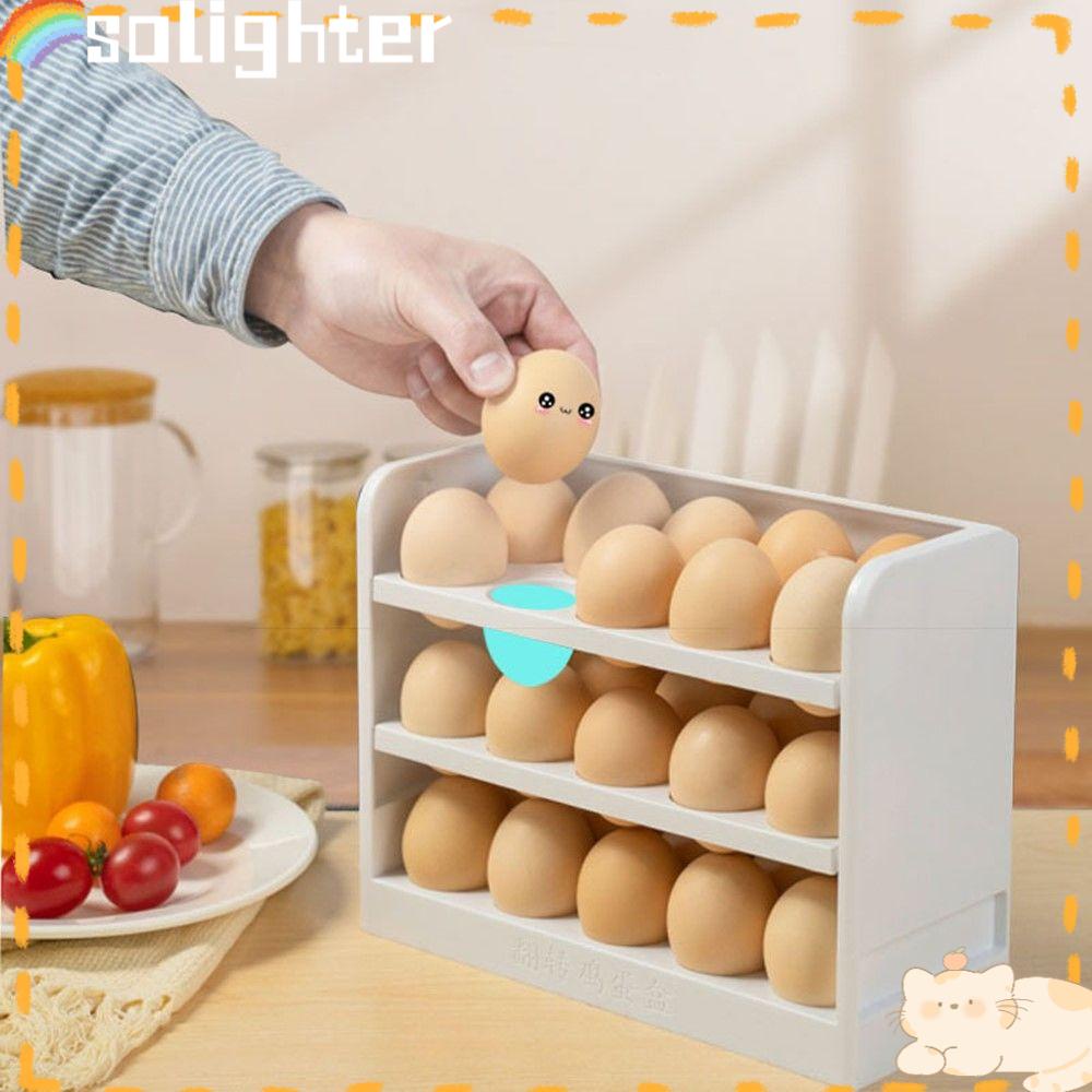 Solighter Egg Storage Box Organizer Dapur Rak Kulkas Organizer