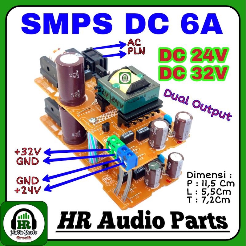 Smps DC 24V &amp; DC 32V 6A Double Output 24v &amp; 32v dc 6Ampere for Amplifier / Tone Control / Dinamo dll