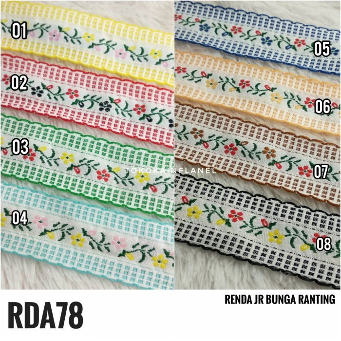 Renda Renda Jr Bunga Ranting Hijau Lebar 3.5Cm Rda78