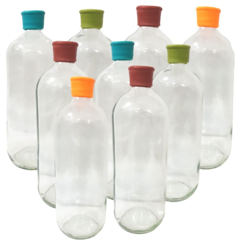 Botol  Kaca 1 Liter + Tutup silicone Botol minyak Botol madu ( BOTOL = TUTUP SILICONE WARNA )