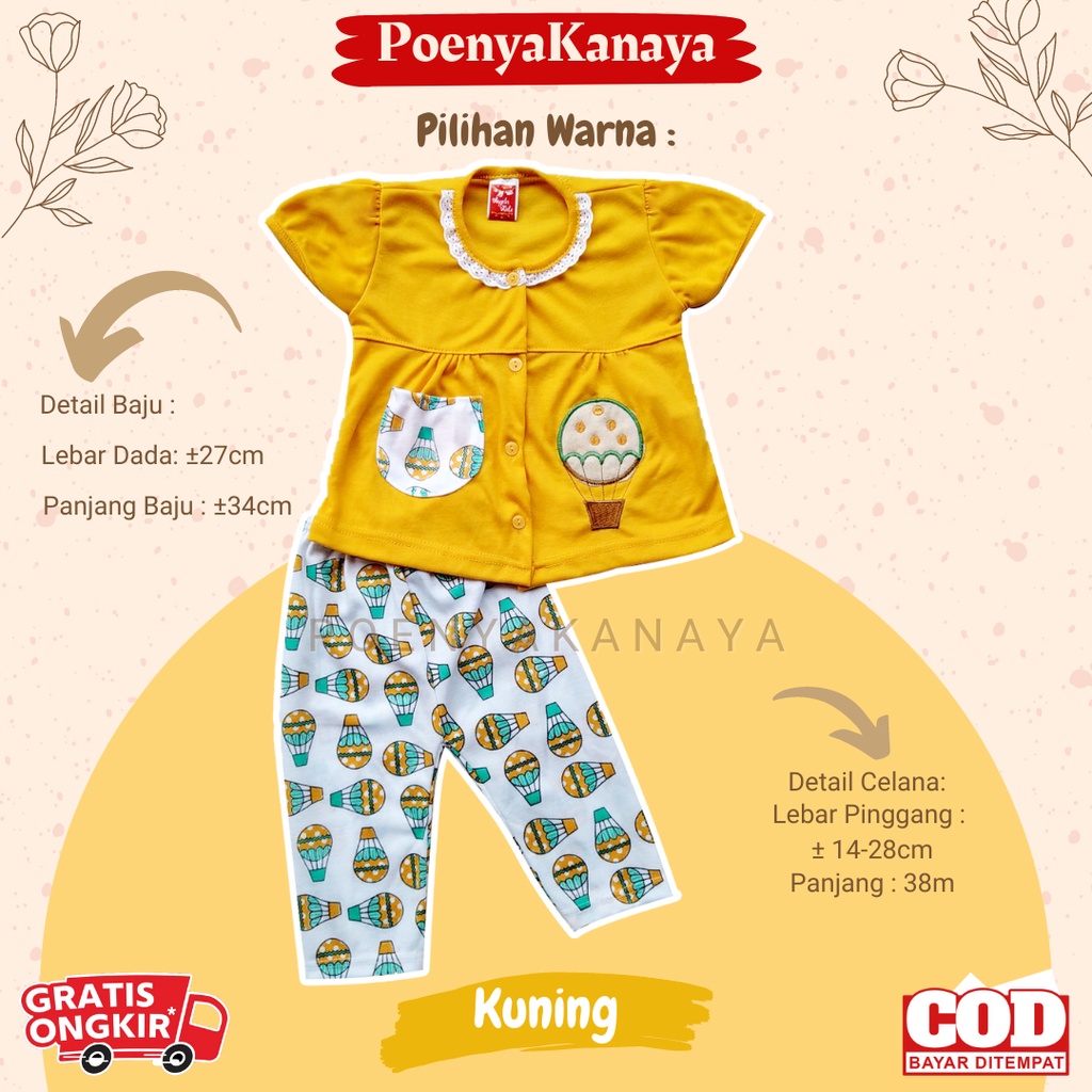 Setelan Baju Bayi Piyama Bayi Pendek Perempuan BALON UDARA Angela Kids Size 6-18 Bulan SPY58