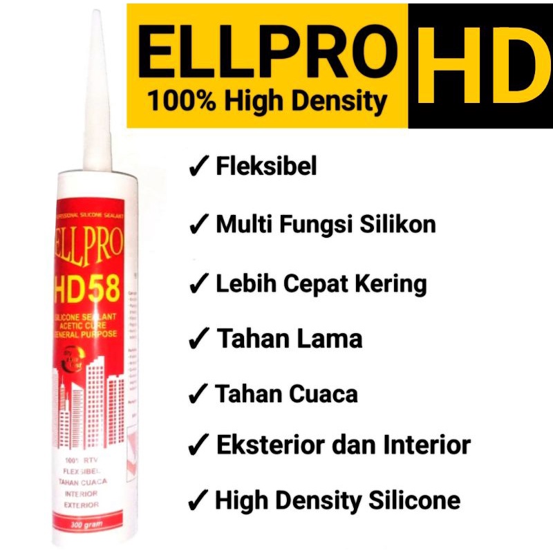 Lem Silikon/Lem Aquarium/Lem Kaca ELLPRO HD-58 Silicone Sealant