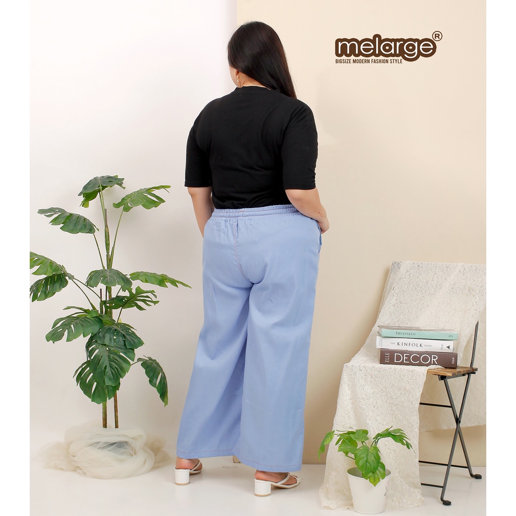 MELARGE - Celana Kulot Daily Kulot Jumbo Bigsize Celana Denim Wanita Jumbo Highwaist Jeans Bigsize