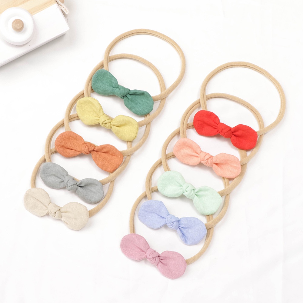 SOFT NON-TRACE PREMIUM BABY TODDLER SMALL BOW RIBBON CUTE HEADBAND HAIRBAND BENDO BANDO BANDANA PITA ANAK BALITA BAYI COTTON NYLON LACE EMBROIDERY AKSESORIS KARET RAMBUT WARNASOLID POLOS PASTEL LEMBUT KOREA KOREAN STYLE