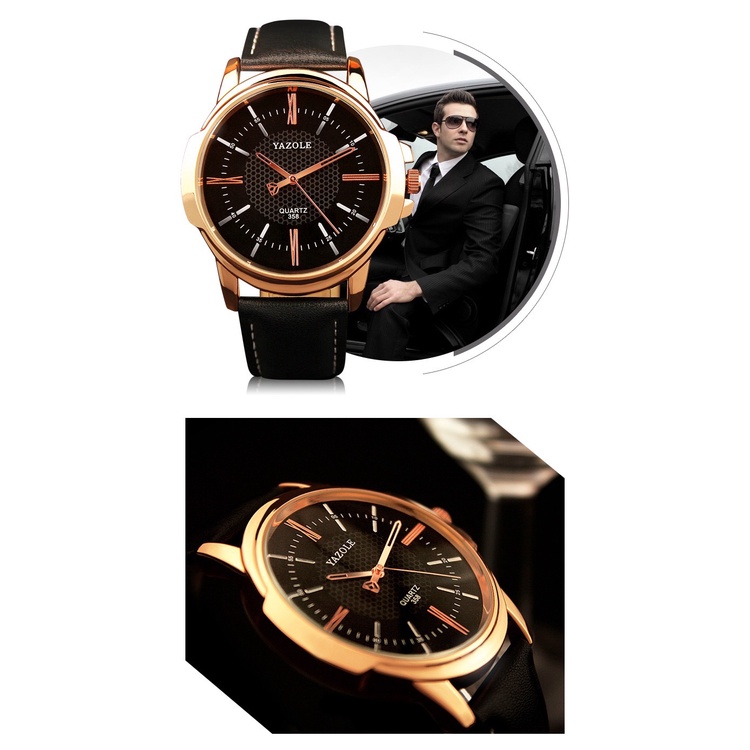 ORIGINAL IMPOR JAM TANGAN YAZOLE 358 UKURAN 46MM QUARTZ ANTI AIR DENGAN STRAP KULIT SINTETIS
