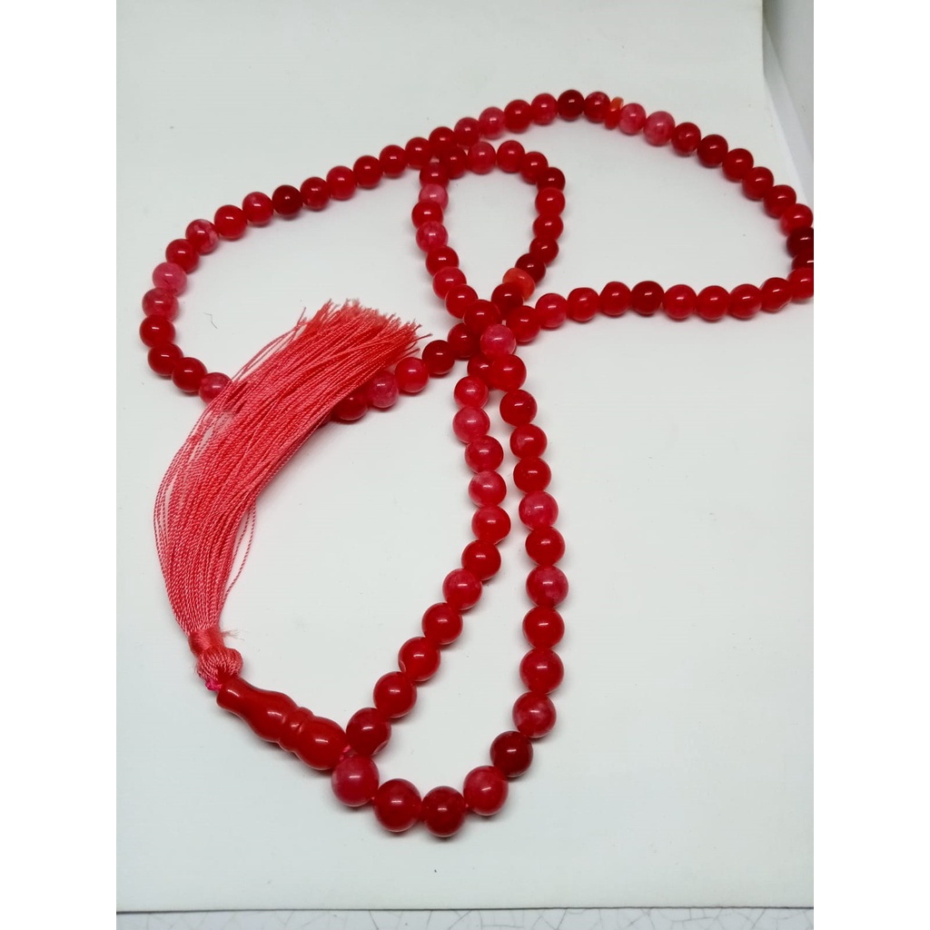 COD TASBIH BATU AKIK GIOK MERAH ORIGINAL 8 MM 99 BUTIR CLW