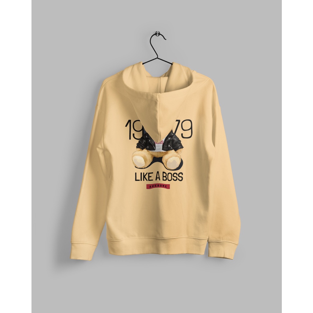 HOODIE  WANITA MOTIF BEAR LIKE A BOSS SWEATER HOODIE WANITA / HOODIE WANITA TEBAL