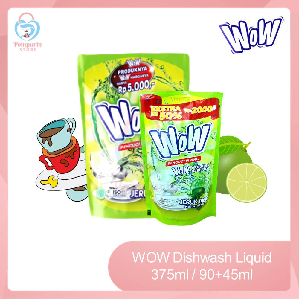 Jual Wow Dishwash Liquid 375ml 9045ml Jeruk Nipis Sabun Cuci Piring Shopee Indonesia 