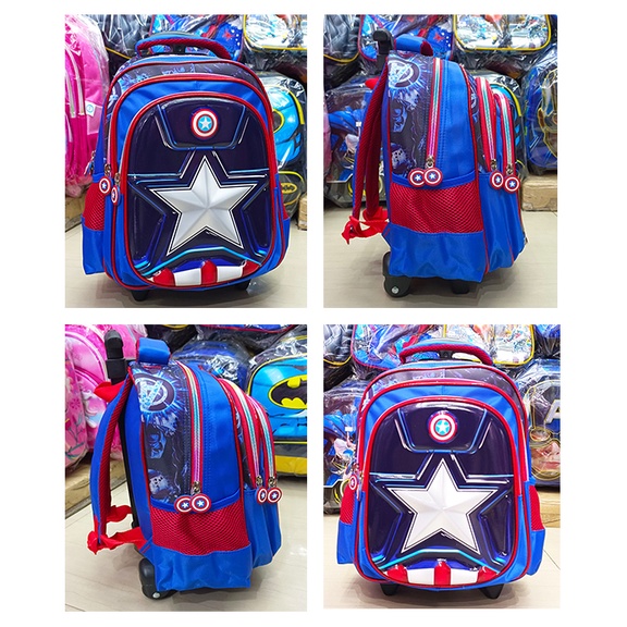 PROMO TERBAIK Tas Trolley Premium Tas Anak Sekolah Laki Laki TK Import Motif Timbul 3 Resleting ( BTK - GOGO - DUET - MITE - ALU OSH COOL ) TAS DORONG 13inch dan 14inch SEDANG