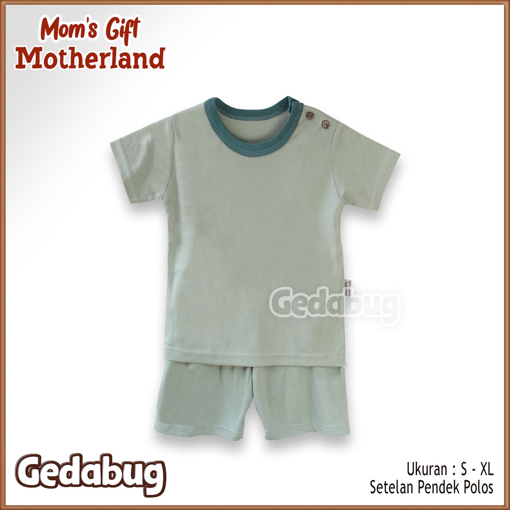 Setelan PENDEK Moms Gift / Ridges | Setelan Kaos + celana pendek Anak Polos Kancing Pundak | Gedabug