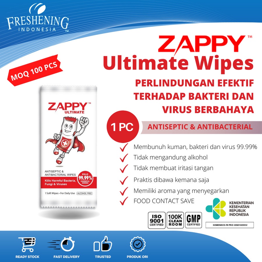 ZAPPY Ultimate Antiseptic Wipes | Alcohol Wipes ( Bundle 100pcs )
