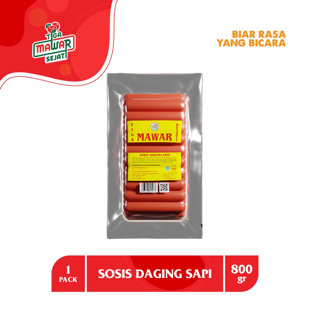 

Tiga Mawar Sejati Sosis Sapi 800gram