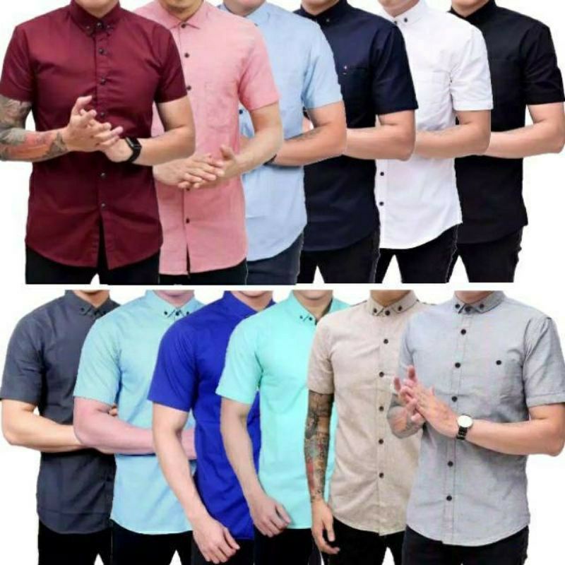 (BISA COD)KEMEJA PRIA LENGAN PENDEK BOYI TOP MAN CASUAL FORMAL KERJA