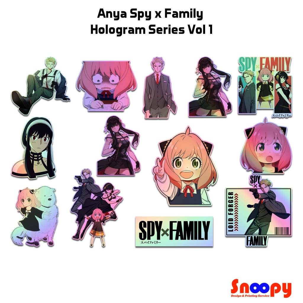 

Sticker Anya Spy x Family Hologram 14pcs Laminasi Glossy Stiker Anime Laptop Notebook Hp Anti Air