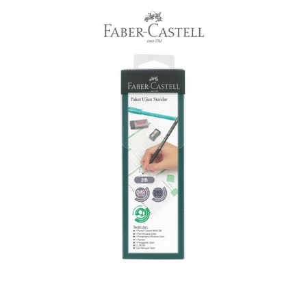 FABER CASTELL PAKET UJIAN MANTAP / STANDARD - 5 MACAM LENGKAP HIJAU PENSIL PENGGARIS PEN PENGHAPUS SERUTAN PACKAGE TEST SET / PENCIL 2B RULLER PEN ERASER SHARPENER PENCIL CASE / STATIONERY SCHOOL SET