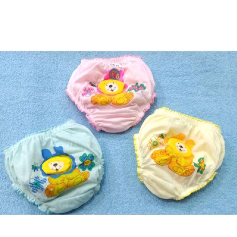 Celana dalam bayi isi 3pcs | Celana bayi aplikasi belakang motif lucu | Celana bayi katun halus