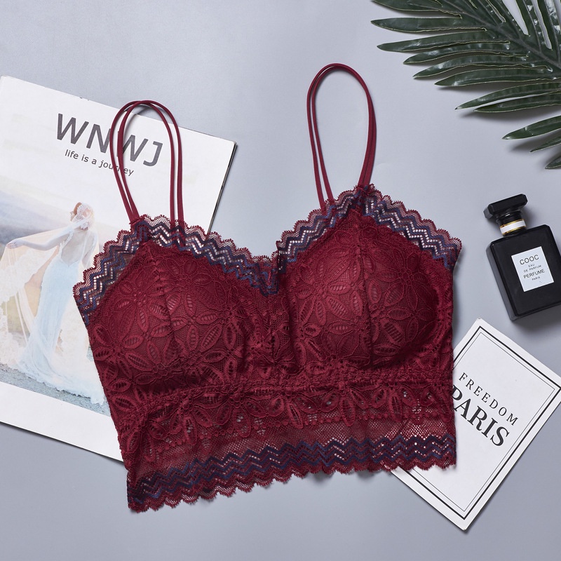 Bra wanita Seamless Sexy Lace Triangle Cup Gather Bra B050