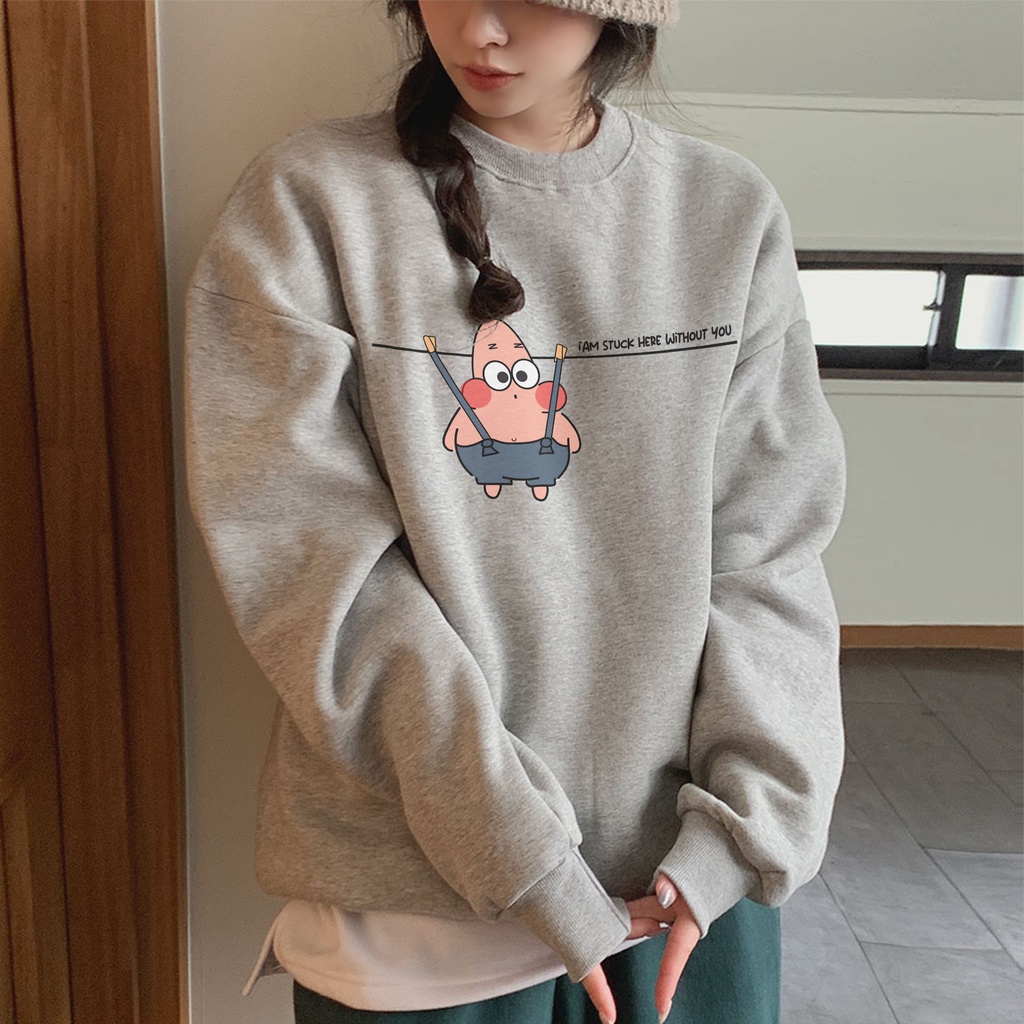 Sweater Patrick Star Oversize Wanita Dan Pria Bahan Fleece Korean Style L - XL - XXL - XXXL