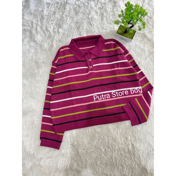 Polo Alena sweater crop rajut wanita