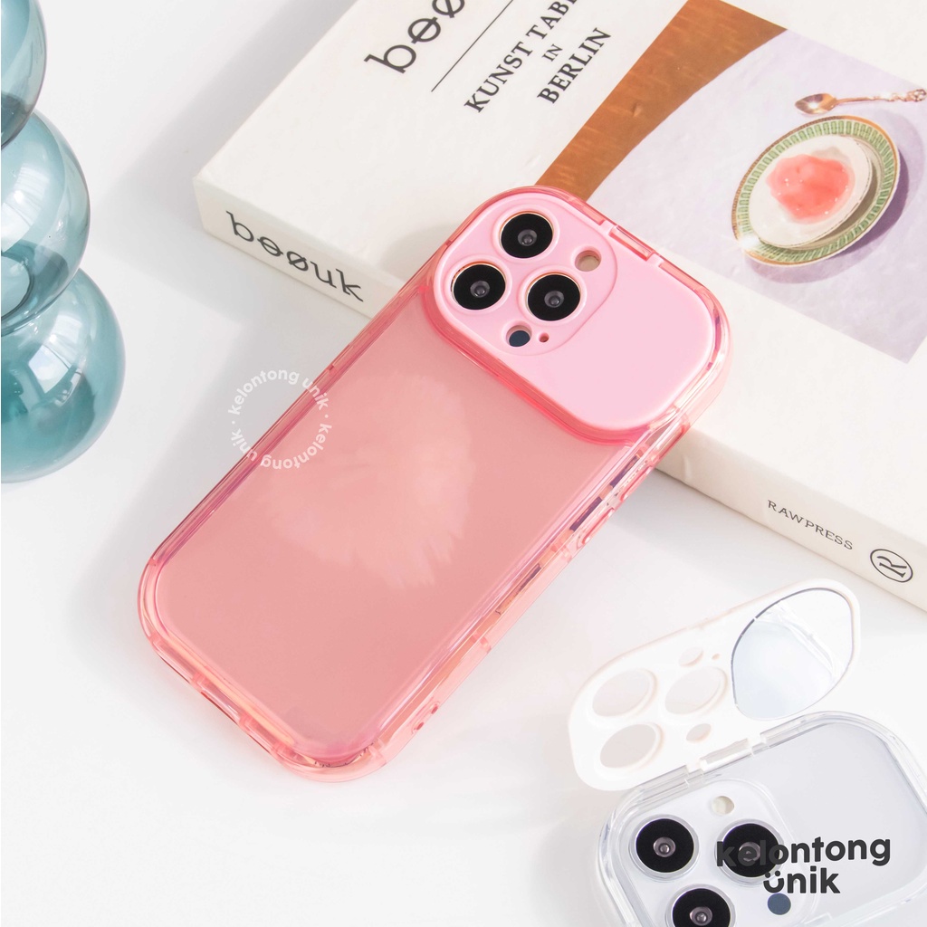 (Seri 2) For iPhone - Oval Flip Mirror Shockproof Case