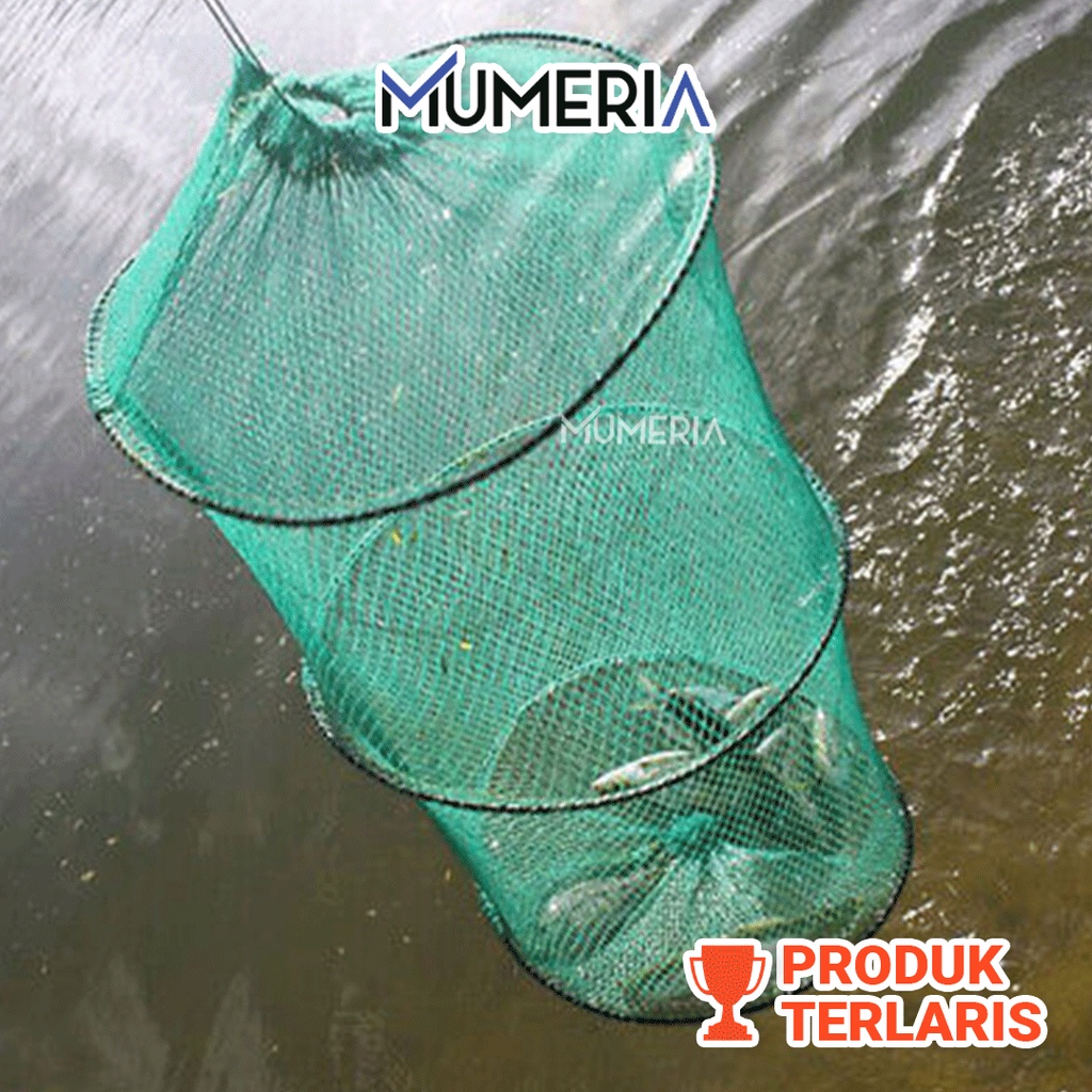 Jaring Korang Keramba Koja Wadah Tempat Tampung Bulat Lipat Pancing Tangkapan Ikan Udang Kepiting Lobster Fishing Net Foldable 2 3 4 Layer Ring