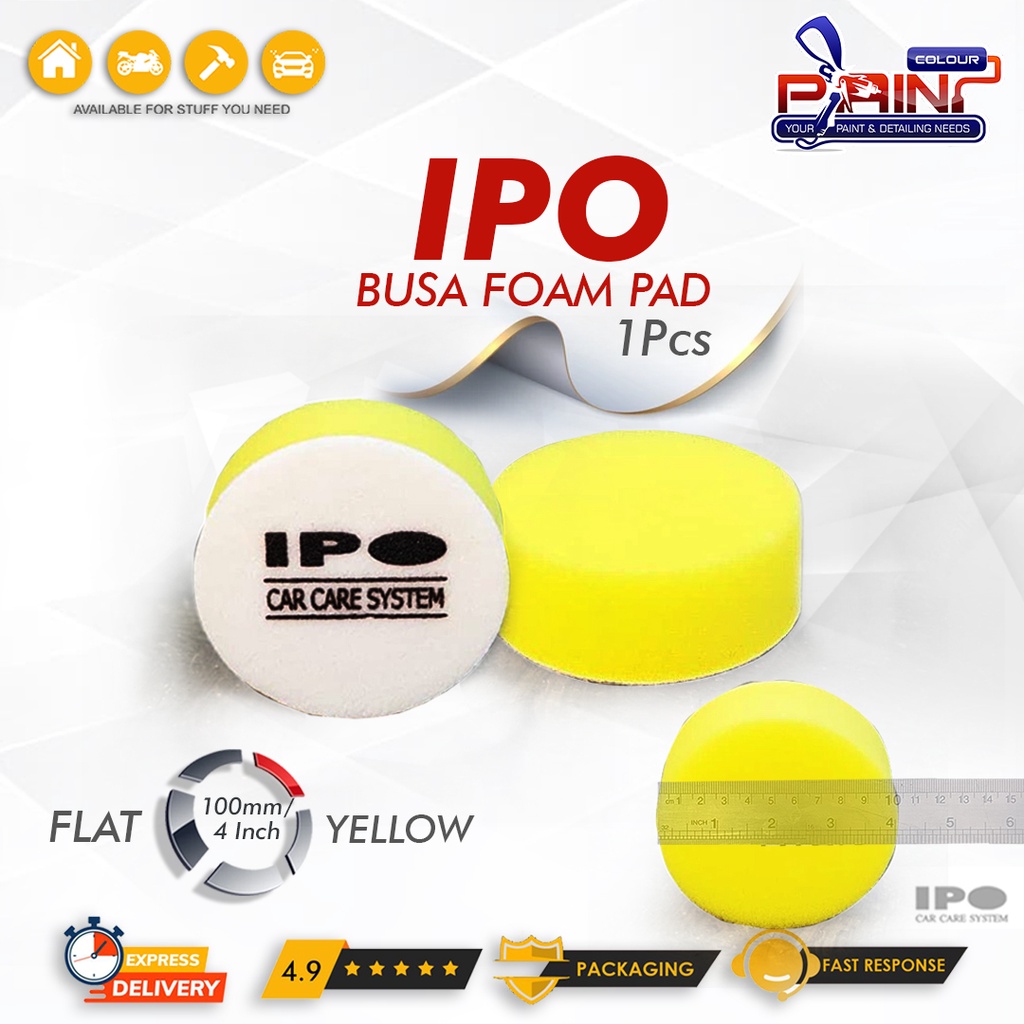 IPO Busa Flat Polishing Pad 4 inch Yellow - Busa Poles Flat 100mm