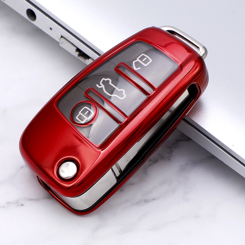 Tpu Flip Key Case Untuk Audi A3 A4 A5 A6 A7 Q3 Q5 S6 B6 B7 B8 C6 8P 8V 8L TT RS Cover Shell Aksesoris