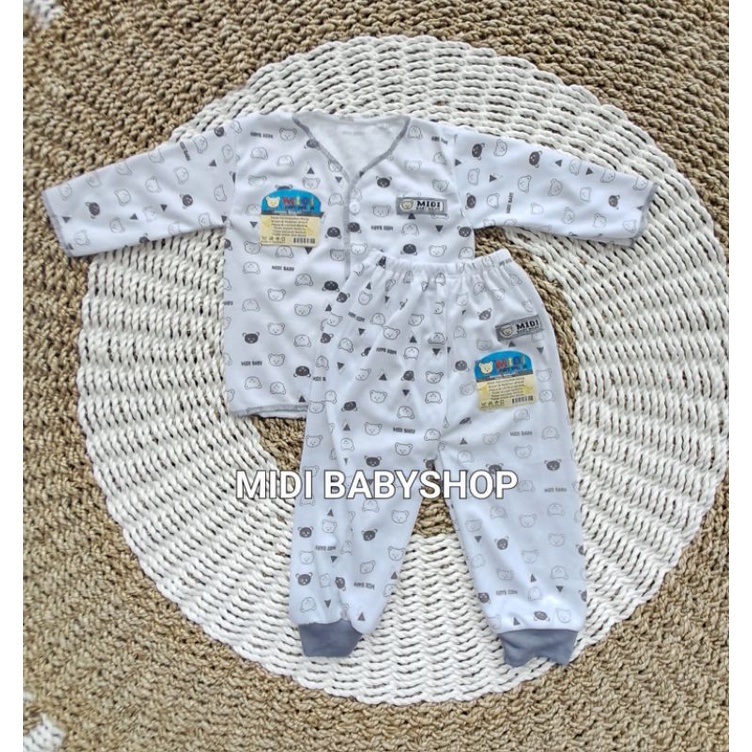 Serian Abu - 3 Stel Setelan Baju Bayi Tangan Panjang Celana Panjang Bayi 0 - 3 Bulan Grey Series Midi Babywear