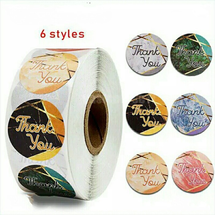 

*$*$*$*$] Stiker Ucapan Terima Kasih Garis Sticker Thank You Label Bulat 100pcs