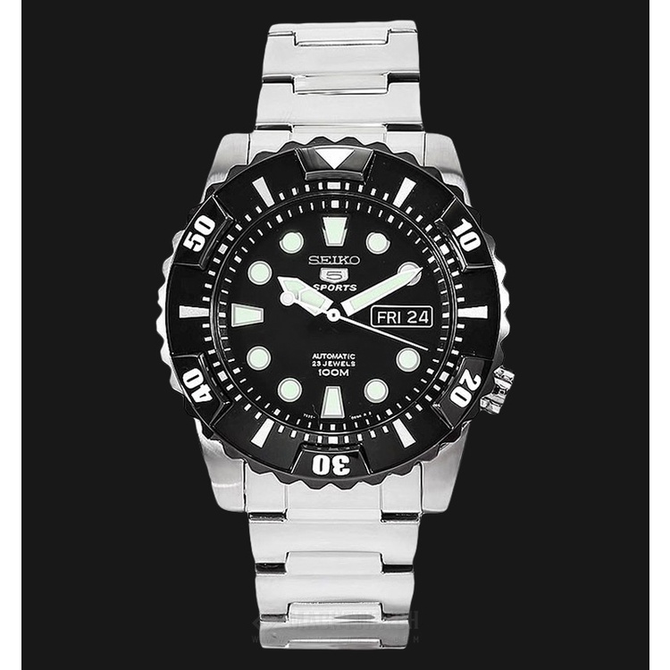 Seiko 5 Sports SNZJ19K1 Automatic Black Dial Stainless Steel - Jam Tangan Pria