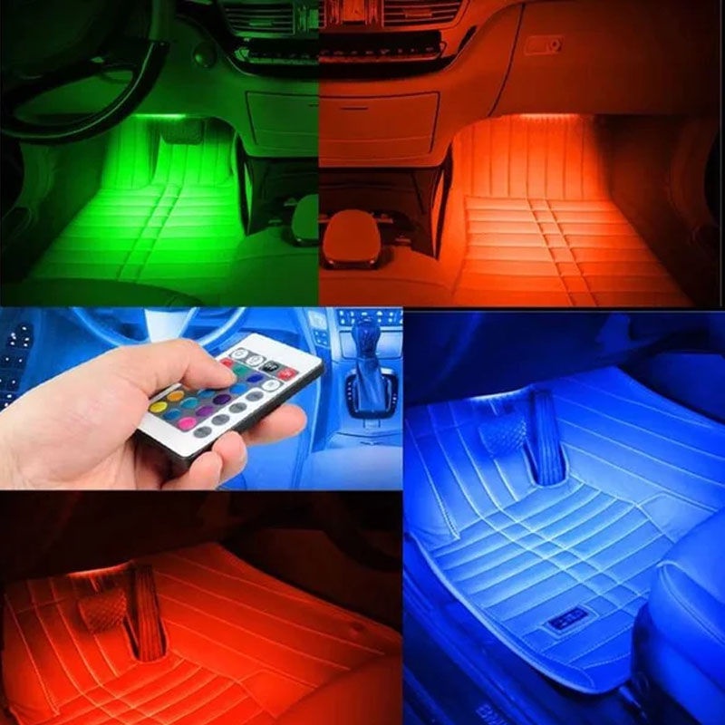 Lampu LED Kolong Dashboard Mobil RGB - Lampu Dekorasi Interior Mobil RGB Berubah Warna-warni - Lampu Led Kolong Dashboard Dan Jok + Remote