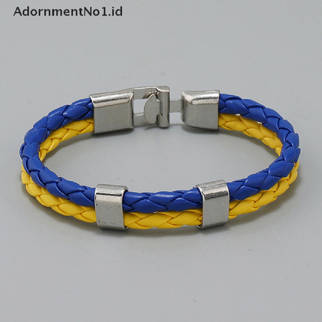 [AdornmentNo1] Couple Gelang Anyaman Multi-layer Biru Dan Kuning Gelang Warna Bendera [ID]