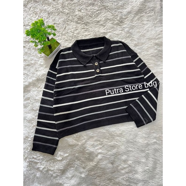 Polo Alena sweater crop rajut wanita