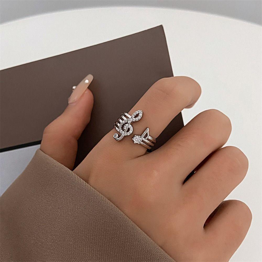 Mxbeauty Cincin Catatan Musik Keren Dapat Disesuaikan Gadis Hadiah Perhiasan Aksesoris Manis Sederhana Jari Gesper