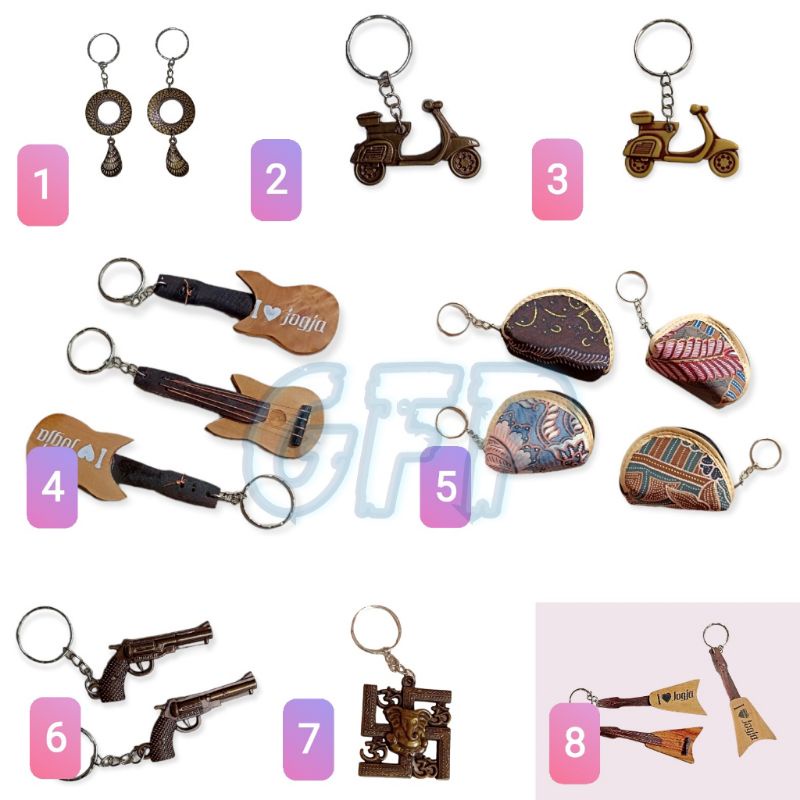 Gantungan Kunci Handmade Gitar Dompet Pistol Vespa Motor Gajah Bulan Anting Mini - Ganci Souvenir Murah