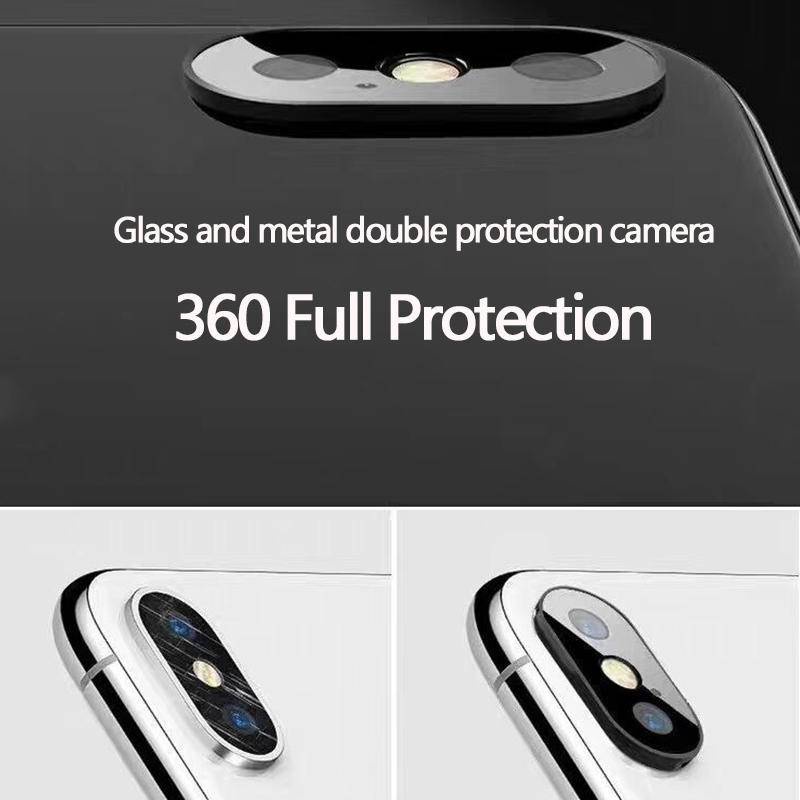 Penutup Pelindung Lensa Kamera Terintegrasi Bahan Metal Dan Kaca Untuk iPhone X XS MAX XR 360ring Perlindungan Penuh Untuk iPhone XS MAX Camera Film